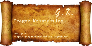 Greger Konstantina névjegykártya